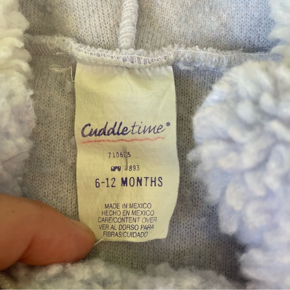 VINTAGE CUDDLE TIME FLEECE ONE PIECE CAT APPLIQUÉ ZIP UP OUTFIT SIZE 6/12 MONTHS - Picture 6 of 6